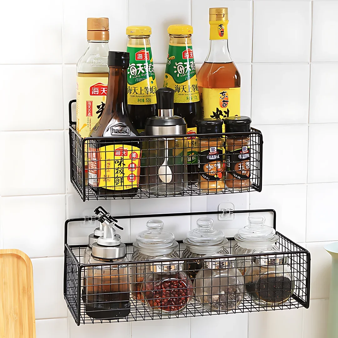 Bathroom Organiser Multifunctional Toiletries Organiser No-Punch Bathroom Shelf Bathroom Kitchen Wall Mount Storage Rack