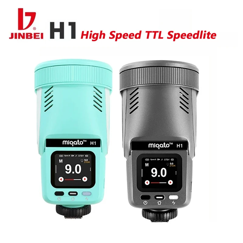 [z412]JINBEI H1 LEDスピードライト JINBEI H1 Round Head LED Speedlite HSS TTL Camera Flash 12W