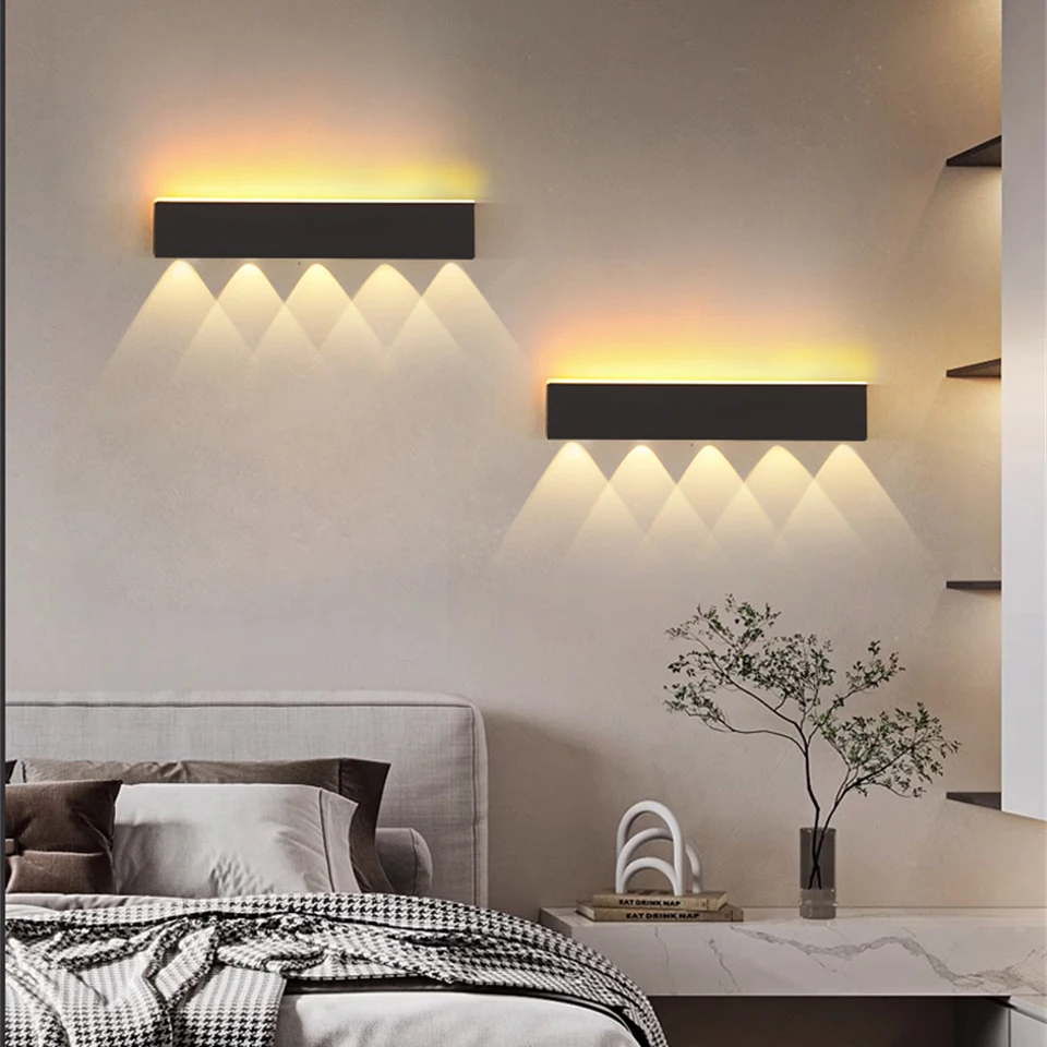 

Nordic LED Wall Lamp Modern Minimalist Long Strip Spotlights Bedroom Bedside Lamp Living Room Home Indoor Sconces Light Fixtures