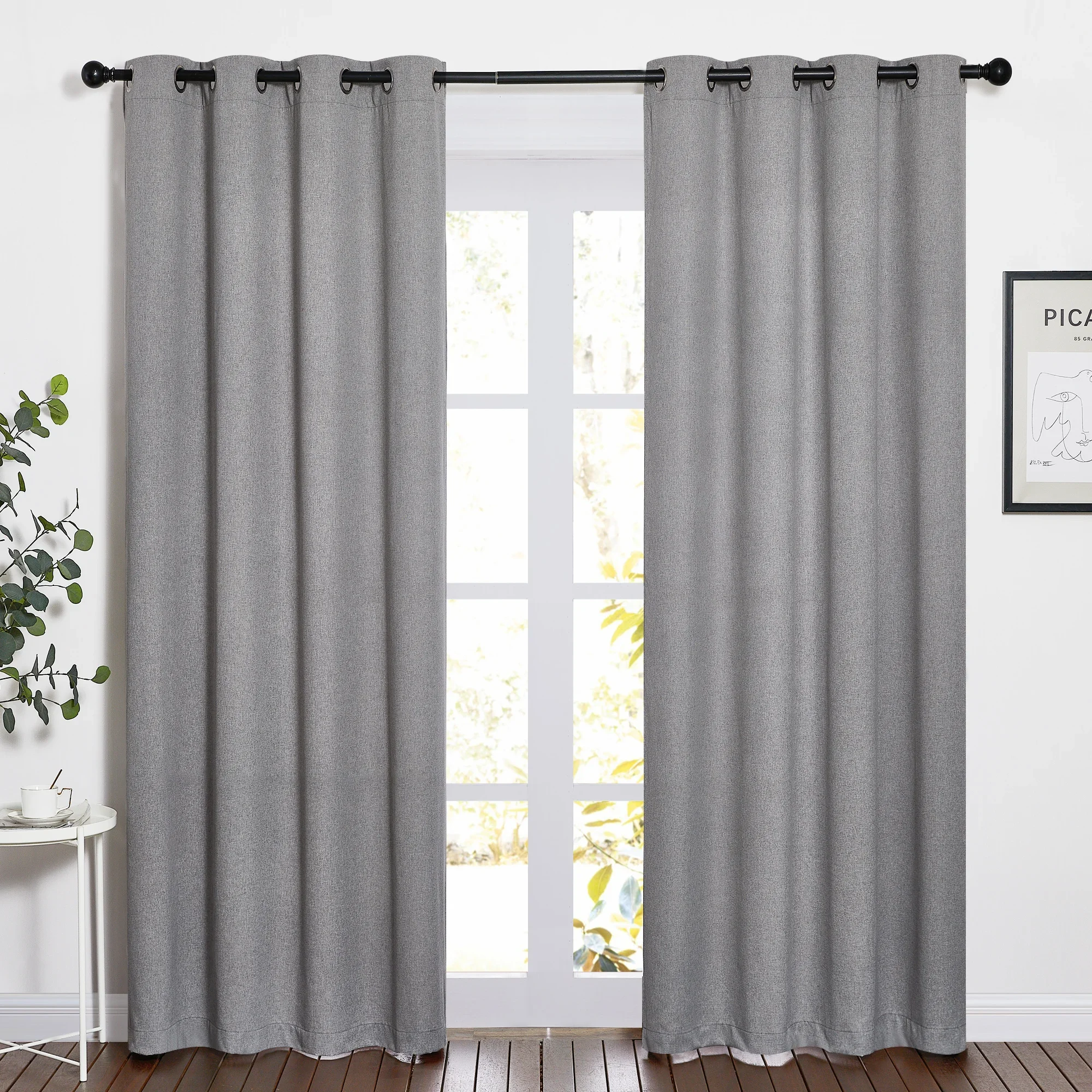 RYB HOME 1PC Custom Linen Cotton All Style Solid Blackout Curtain  Privacy Drapes Curtains Faux Linen for Living Room