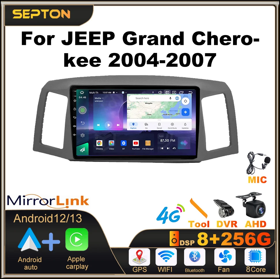 

SEPTON Android 12 Car Radio for JEEP Grand Cherokee 2004-2007 Multimedia 4G WIFI Video Player Carplay Android Auto Stereo GPS