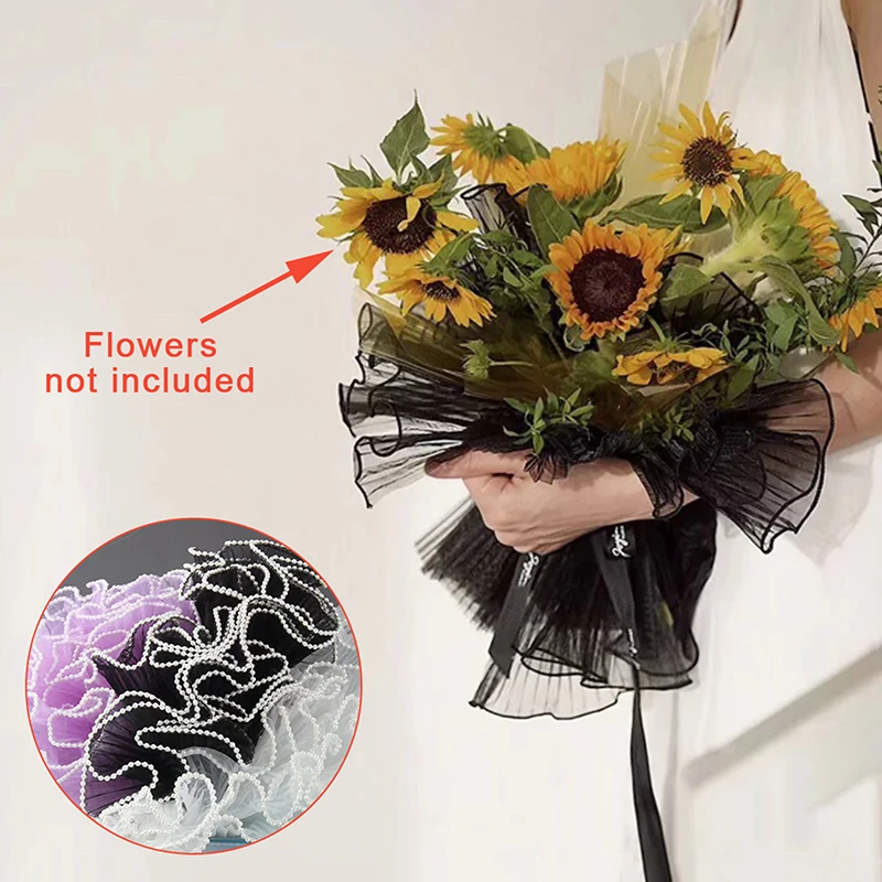 

28X400cm Wedding Packaging Pearl Wave Yarn Bridal Bouquet Mesh Yarn Wave Yarn Packaging Materials