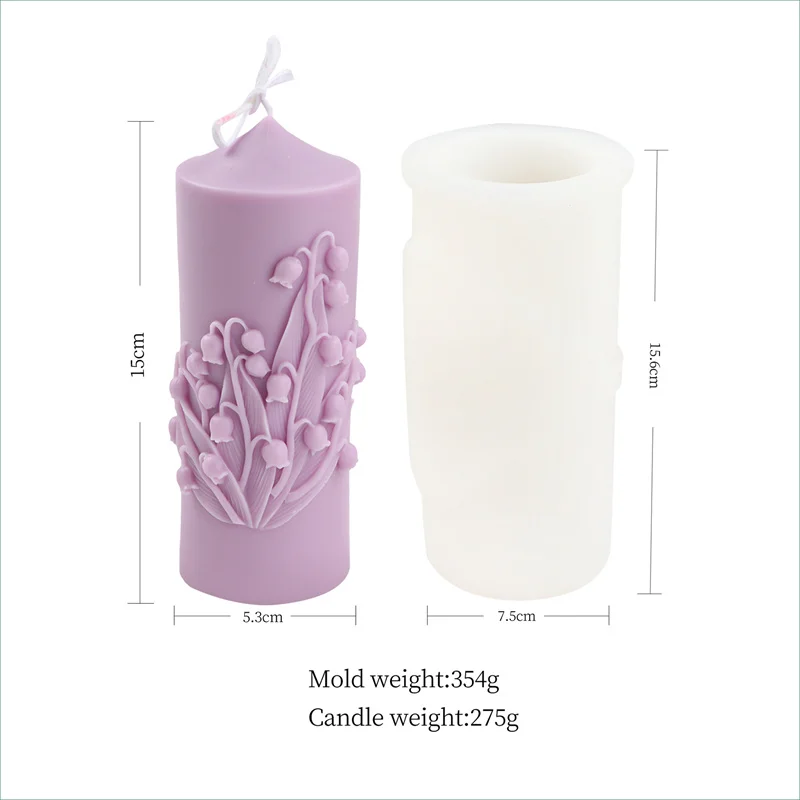 Valentines Day Candle Molds DIY 3D Rose Relief Cylinder Round Ball Shape  Silicone Wax Mould for