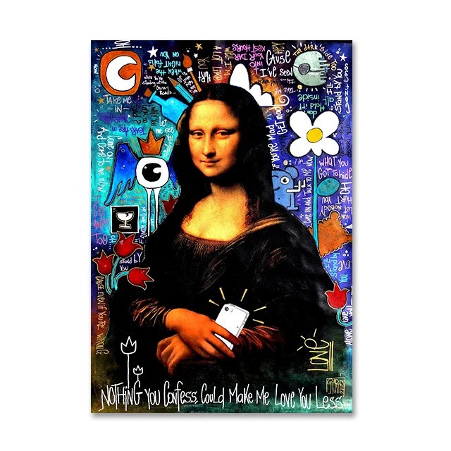 World Famous Painting Mona Lisa ,girl With Pearls Graffiti Posters Prints  On Canvas Street Pop Art Wall Pictures For Home Decor - Painting &  Calligraphy - AliExpress