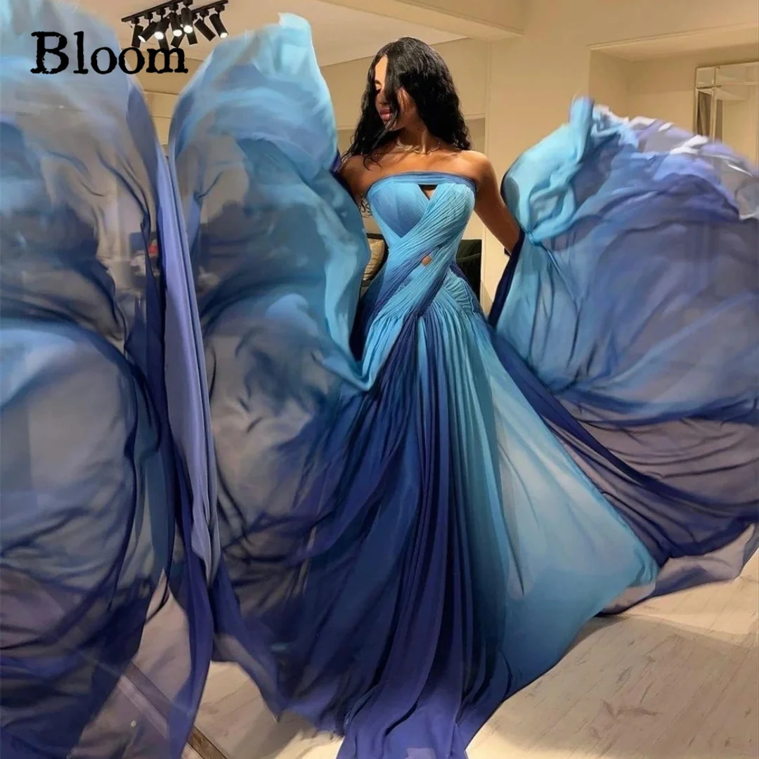 

Bloom Contrast Color Prom Dresses Sleeveless Cut-out Floor-length Fashion Evening Dresses 2024 Formal Wedding Party Gown