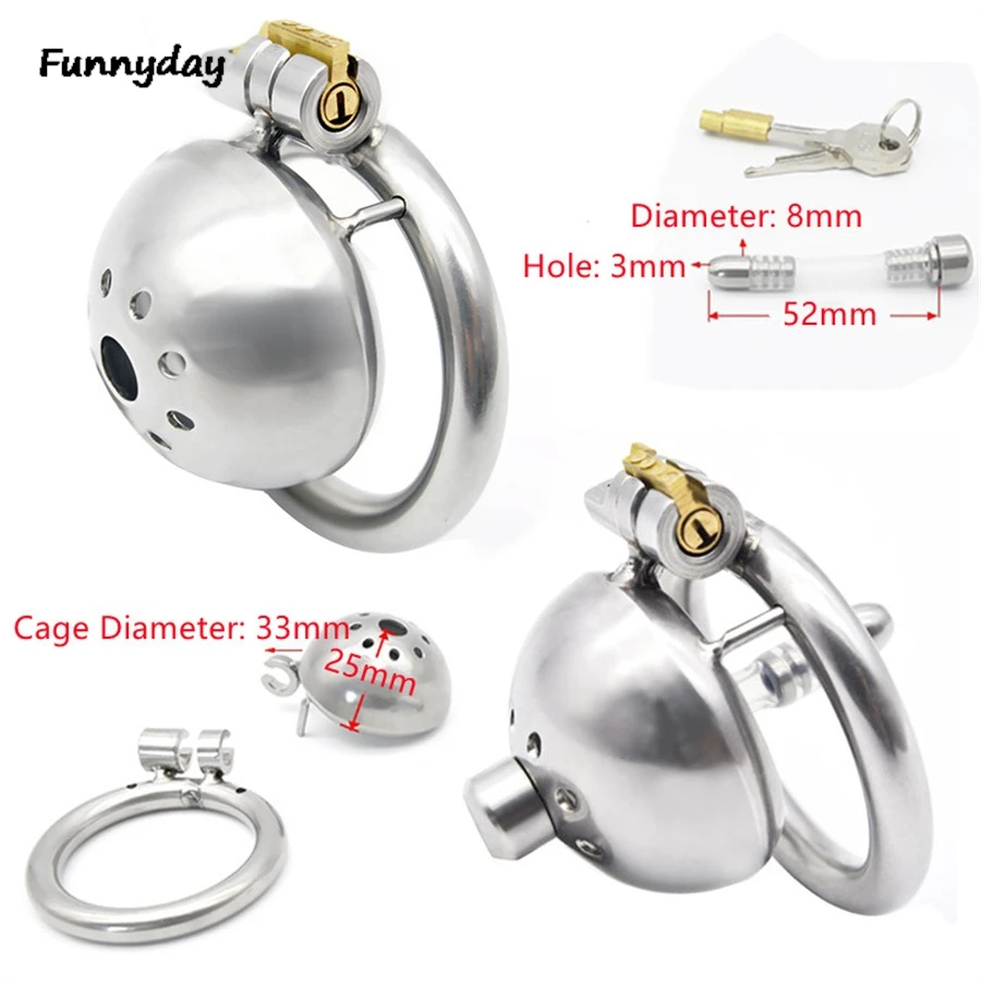 Male Stainless Steel Cock Cage Penis Lock Metal Cock Cage Erotic Bondage Chastity Device Urethral Catheter Dilator Sex Toys