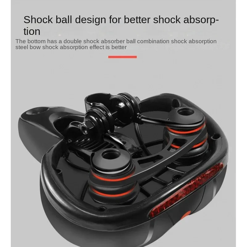 Hollow Breathable Bicycle Saddle Men Women MTB Road Bike Saddle Shock Absorbing Comfortable Big Butt Bike Seat Safety Warning