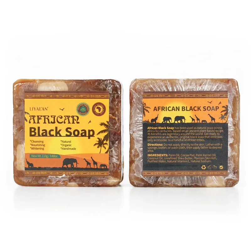 African Black Soap Raw Black Body Cleaning Bath Soap Essential Oil Handmade Soap 4