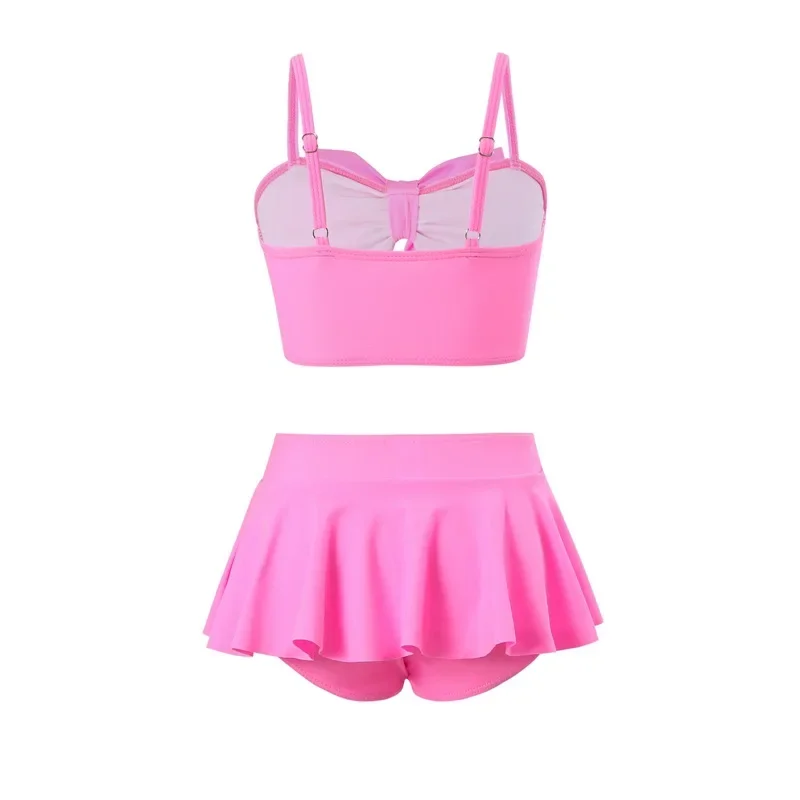 Trendy Girls Swimsuits Two Piece Cute Bow Swimsuit Tankini Set 2 Piece Bathing Suits Rashguard Set