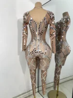 Women Sexy Spandex Tight Jumpsuit Long Sleeve Mirrors Cosplay Costume Nightclub Dancer Outfit Performance Stage Wear - Image 5