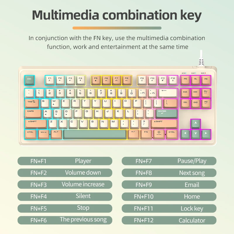 XUNFOX K600 키보드와 마우스 세트 유선 USB 소형 키보드 사무실 데스크탑 게임 노트북 세트