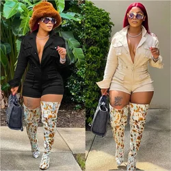 Denim Sexy Jumpsuits Y2K Streetwear 2023 Winter Fall Clothes Women Pocket Pant Bodycon Denim Elegant Jean Jumpsuit Bodysuit