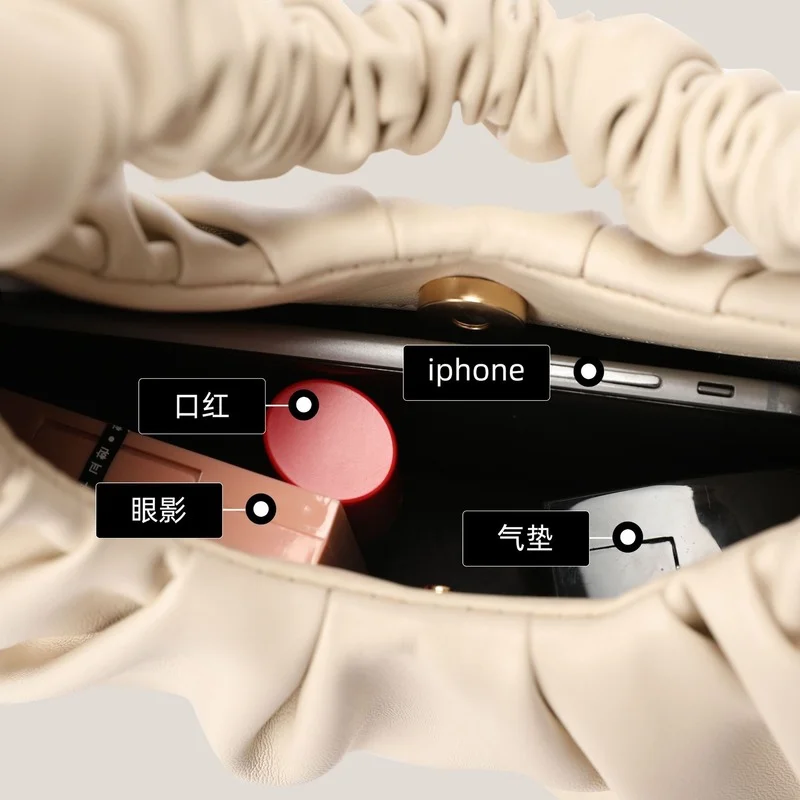 Aprxu 2022 New Candy Color Cloud Pleated Soft Women's Tote Bag Summer Handbag Shoulder Women Bag