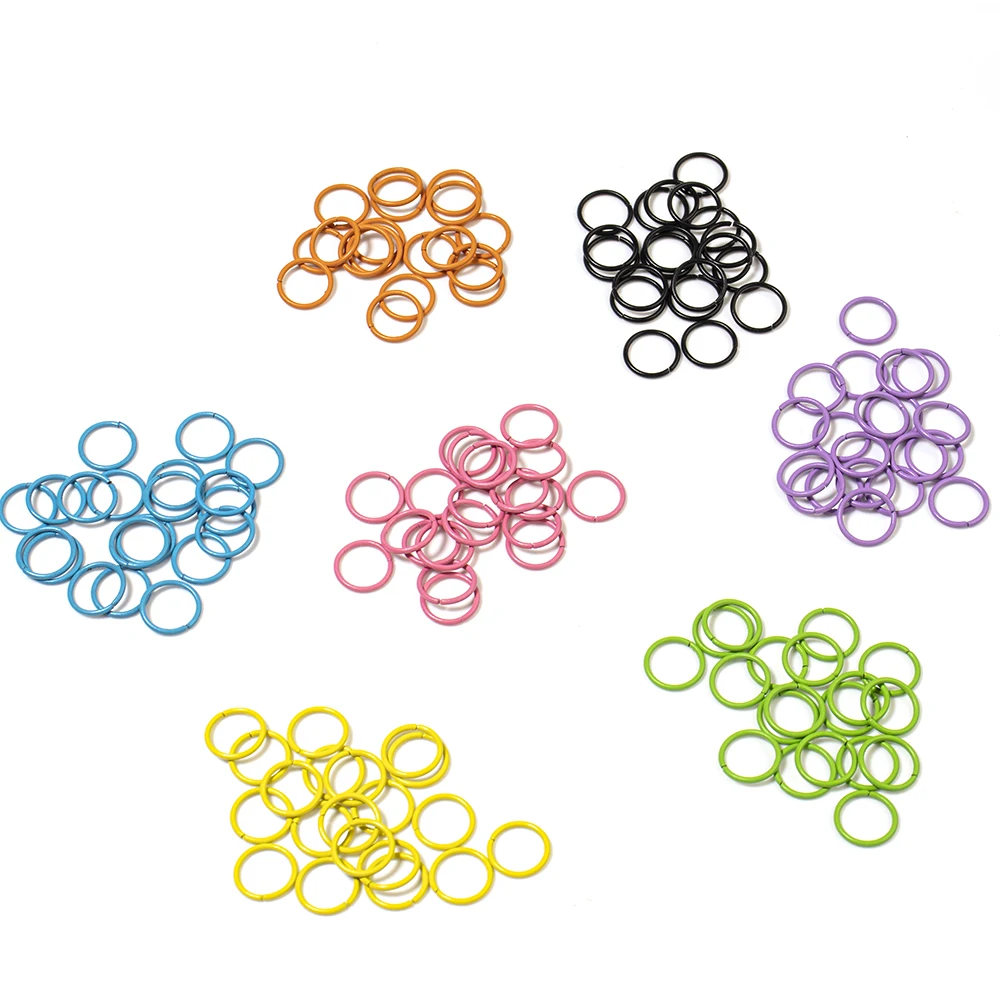 Colorful Metal Single Loop Rings for DIY Jewelry Making - 50pcs Assortment