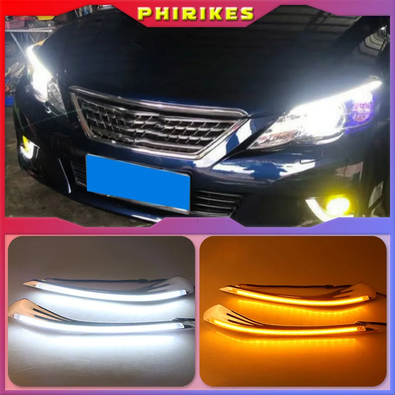 

LED Eyebrow Daytime Running Light DRL with Yellow Turn Signal Light for Toyota Reiz Mark X 2010-2013