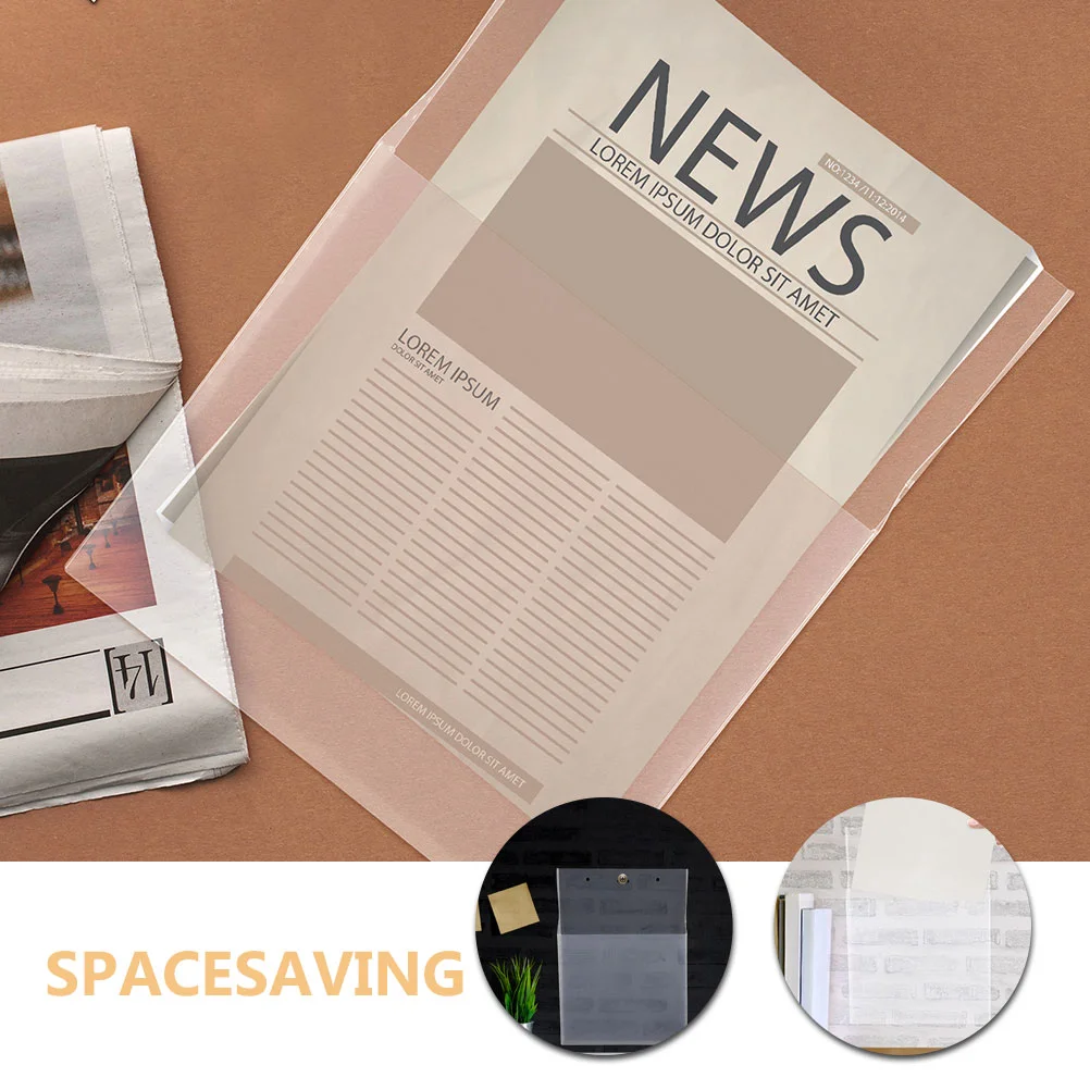 2 Pcs Hang- Box Document Holder Display Stand Storage Plastic Magazine Bag