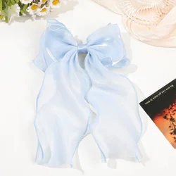 Elegant Pink and Purple Chiffon Bow Hair Clip - Perfect Gift Hair Accessory (Blue)