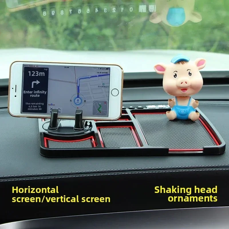 Car Multi-Function Mobile Phone Holder Anti-Slip Pad Temporary Parking Sign Dashboard Four-In-One Automobile Parts Accessories