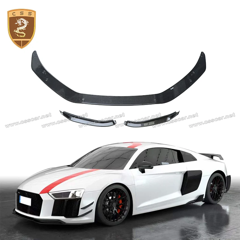 

Автомобильный передний бампер, спойлер для Audi R8 P Style 2016 2017 2018 2019 2020 2021, бампер из углеродного волокна, разветвители для губ