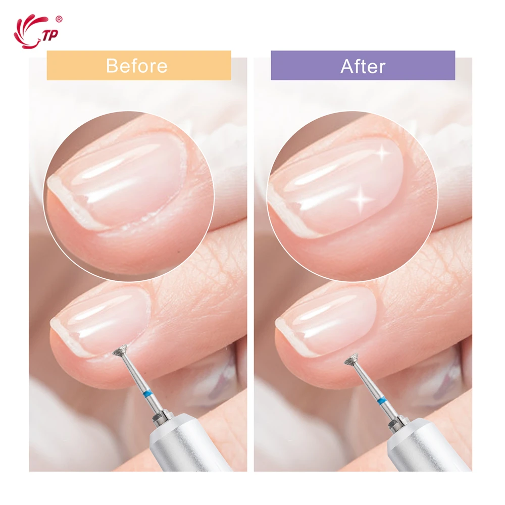 TP 2 개/몫 불꽃 네일 드릴 비트 러시아 매니큐어 손톱 큐티클 제거 도구에 대한 매니큐어 드릴 비트에 대한 다이아몬드 밀링 커터