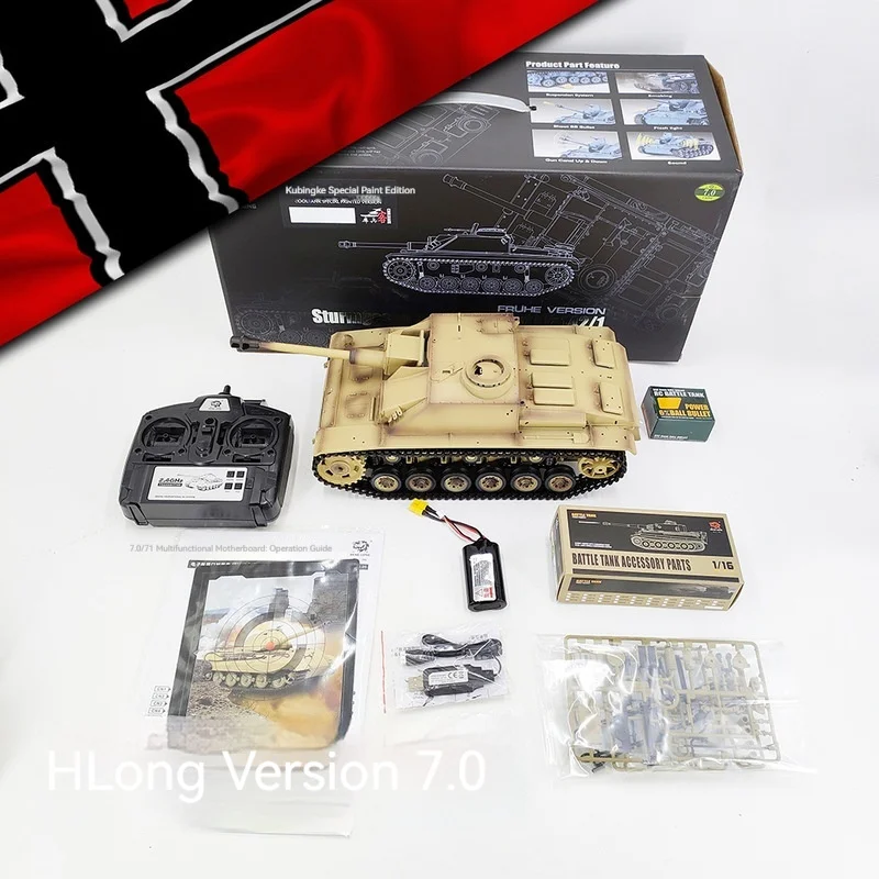 쿨뱅크 3868 헹롱 70 원격 조종 독일군 III F 8 돌격총 전자 시뮬레이션 연기 군사 모형 장난감 (취미가 있는 사람들을 위한)