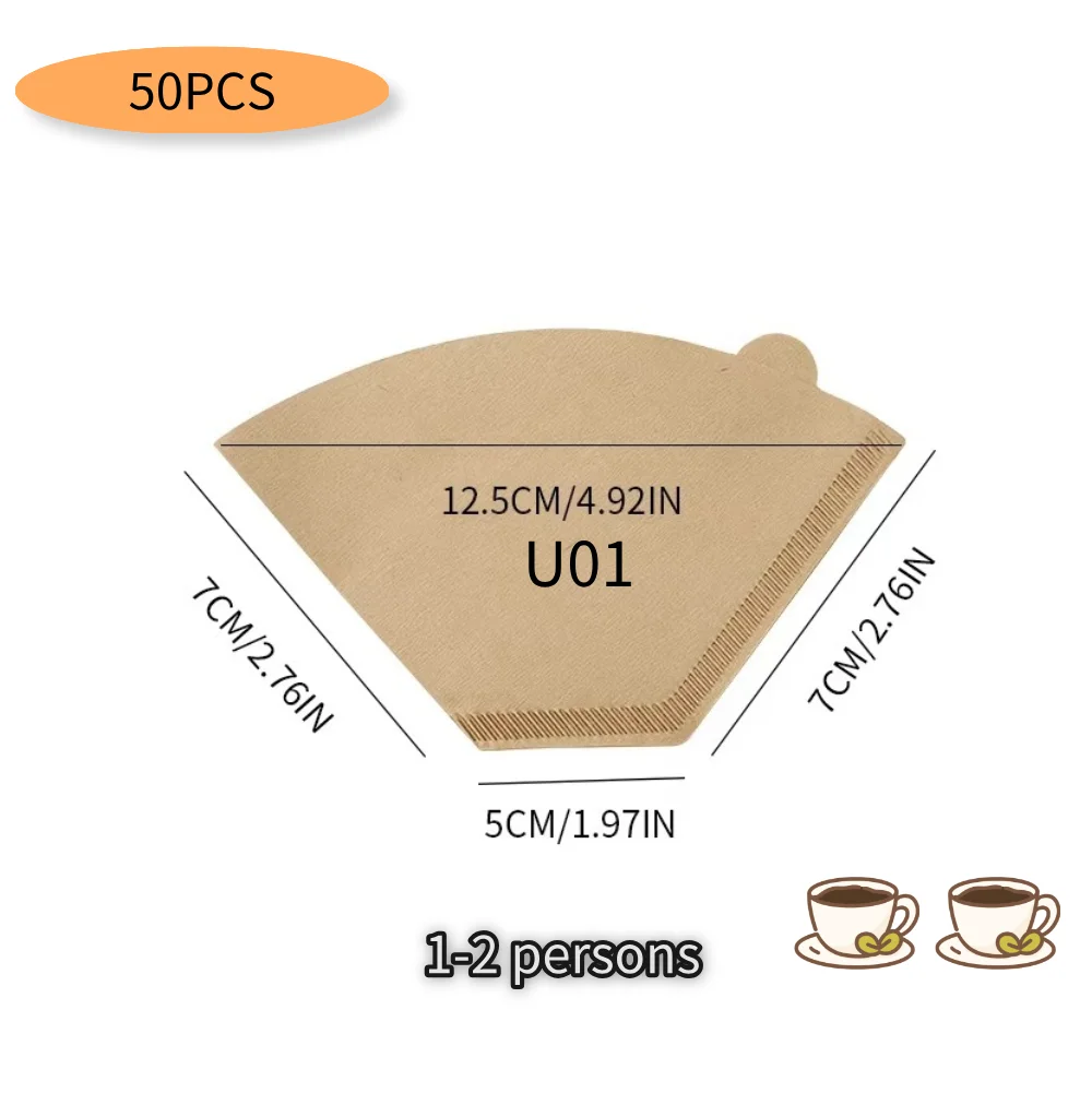 U-förmige Einweg-Kaffeefilterpapiertüten, umweltfreundliche Kaffeebrühfilter, Sanduhr-Design für Kaffeezubehör