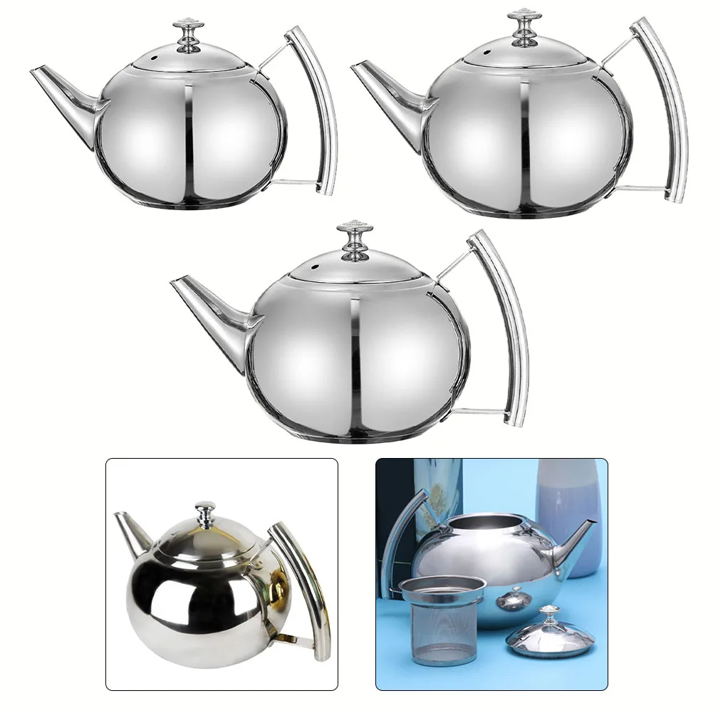 

1/1.5/2L Water Bottle With Strainer Stainless Steel Tea Kettles Teapot Tea Maker Heatable Jug Silver Tea Pot Kitchen Supply Pot