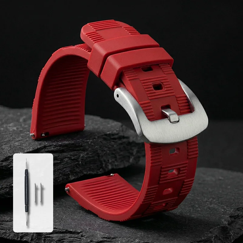 Luxury Breathable Fluororubber Sports Watch Strap