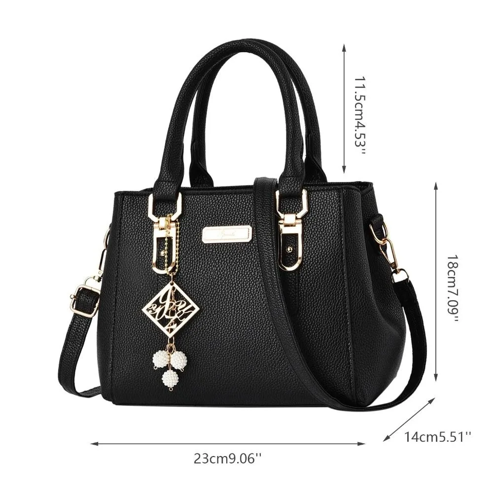 Trendy Leather Handbags Women Girls Shoulder Bag Large Capacity Open Pocket Messenger Bag High Quality Shopping Bag