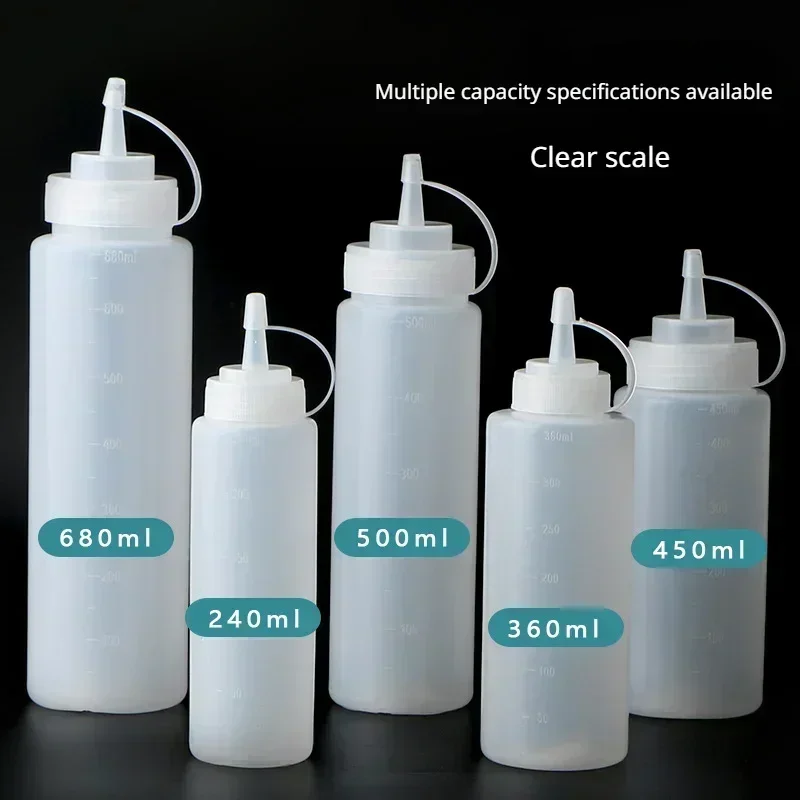 Squeeze condiment bottle condiment squeeze bottle seasoning squeeze bottle squeeze bottle with On Cap Lids Ketchup Mustard Sauces Olive Oil Bottles Kitchen Accessories 240/360/450/500/680ml