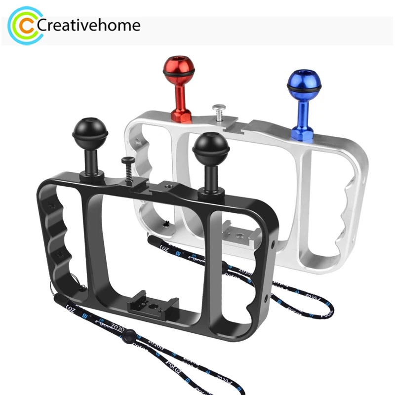 Puluz Dual Handheld Diving Light Arm Supporto In Alluminio Cnc Con Cordino Per Gopro Hero11 Hero10 Hero9 Black Hero8 Insta360 Dji Osmo