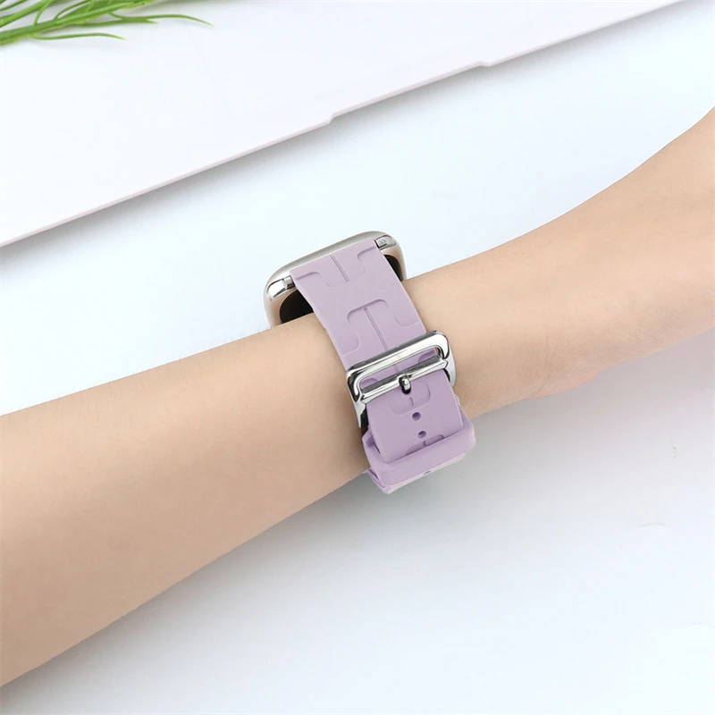 Фото Ремешок силиконовый для Apple Watch band 44 мм 45 мм 41 мм 40 мм 49 мм 42 мм 38 мм, новый браслет correa iwatch Series 9 8 Ultra 7 se 3 5 6 4 №5