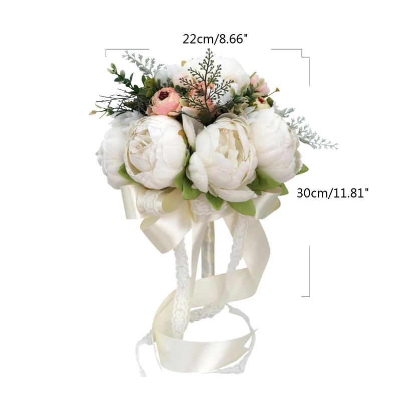 Artificial Peony Wedding Bridal Bouquet Romantic Bride Bridal Holding Flower N0HE