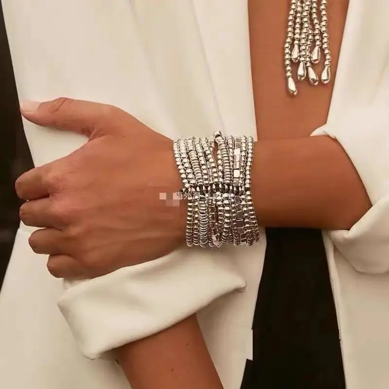 Yisheng Alloy Bead Bracelet, Silver Clasp, With Logo, Wholesale, New 2021, European Fashion Gft