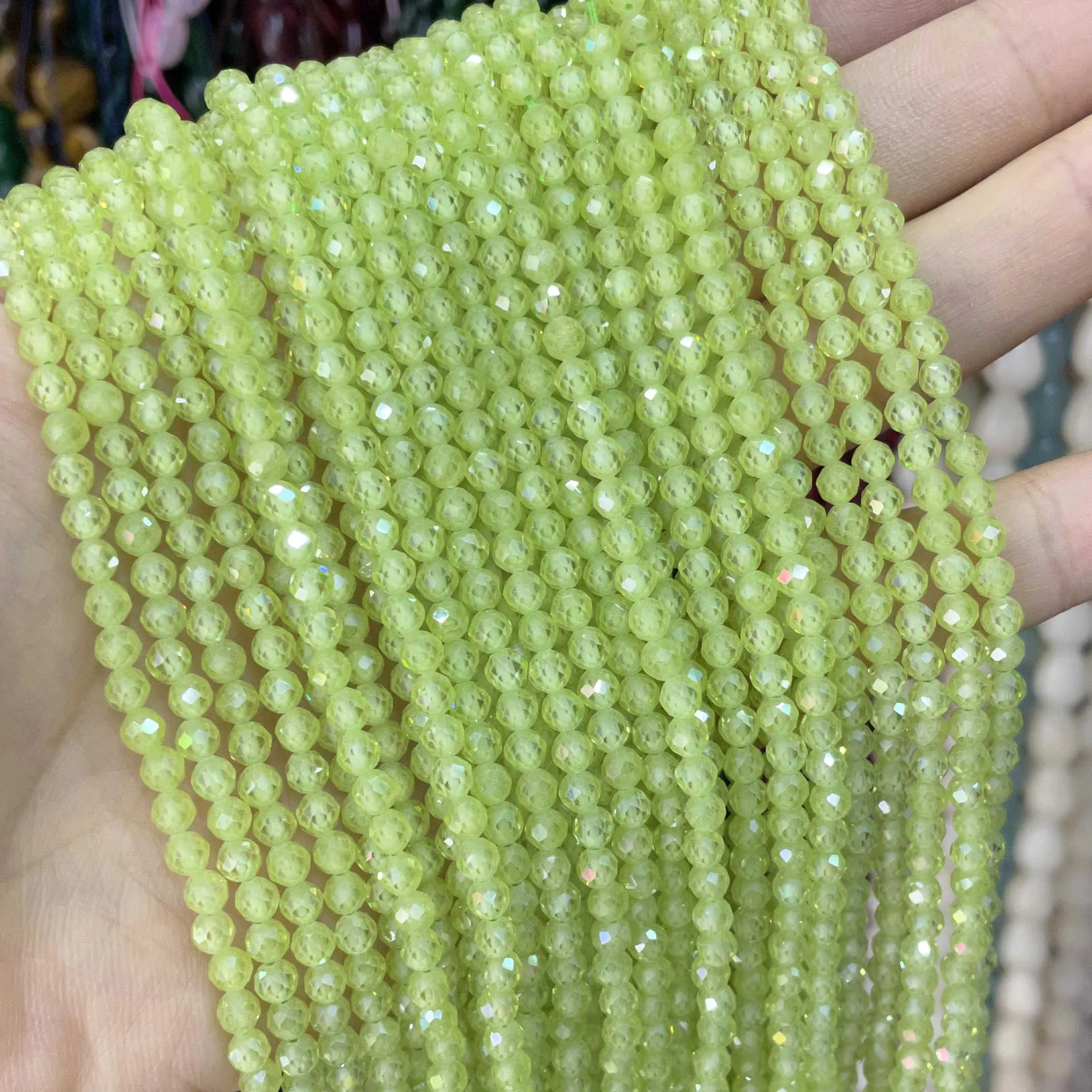 2 3 4 MM Facettierte Zirkonia Strass Mehrfarbige Zirkon Rondelle Spacer Lose Perlen Für Schmuck Machen DIY Armband Halskette – Detail 4