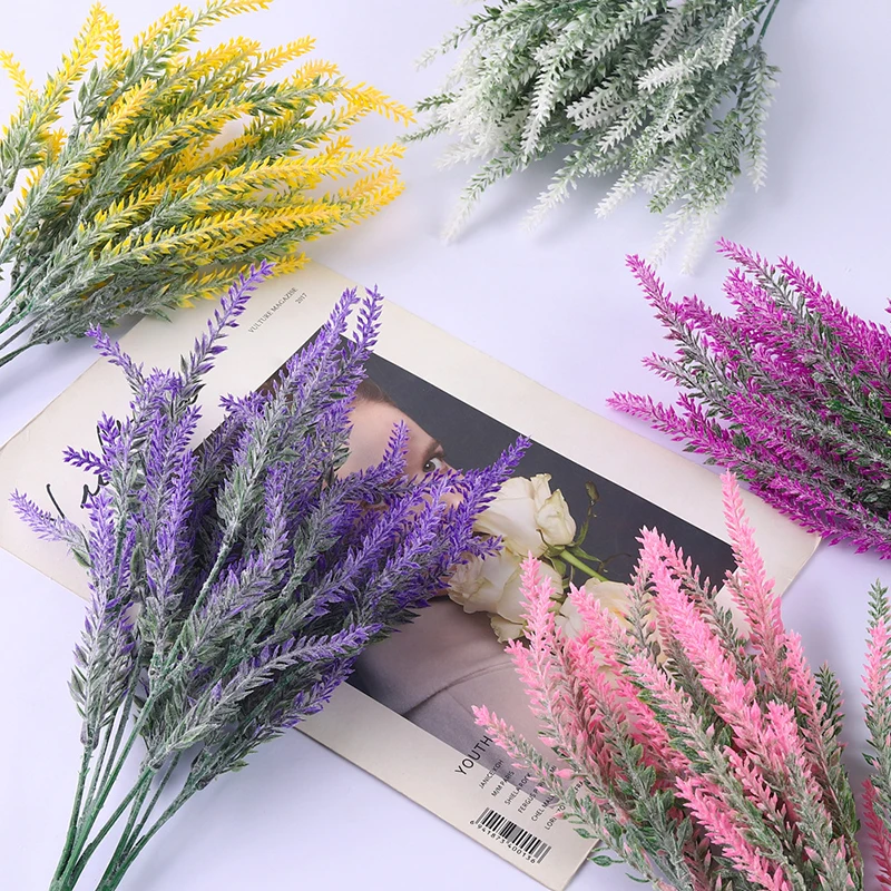 

Artificial Flowers Bouquet Silk Fake Flowers Real Touch Lavender For Home Garden Decoration Wedding Accessories Party Supplies