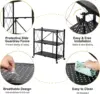 3-Tier Foldable Duty Storage Shelves with Wheels 13.4" D x 28" W x 34" H, Freestanding Shelving No Assembly Required, for Kitche 2