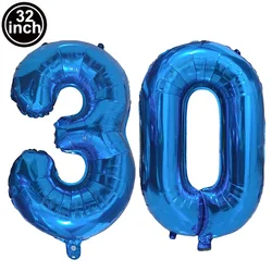 Vibrant Blue 32 - Inch Large Number Balloons - Perfect for Birthdays and Celebrations (Number 30)