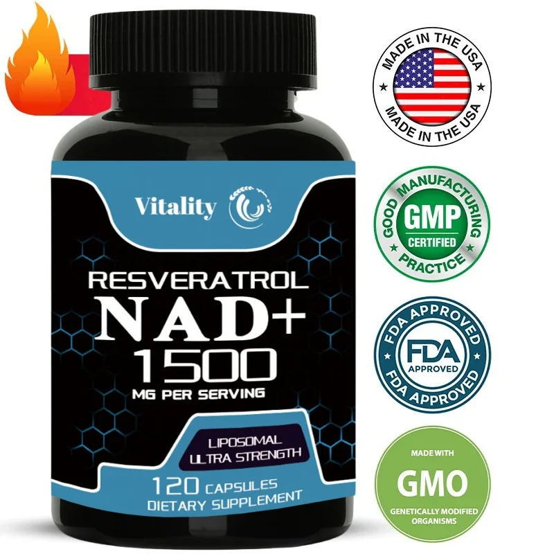 

NAD supplement, 1500mg liposome NAD+resveratrol containing supplement, Nad Plus promoting supplement - supporting cell health