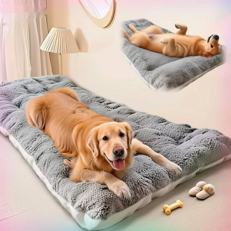 Large Size Dog Bed Mat Sleeping Pad for Winter Use Keep Warm Double-sided Use Golden Retriever Stress-relieving Sleeping Pad
