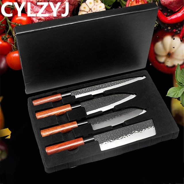 XYJ Japanese Chef Knife Set Professional With Storage Roll Bag Etched  Pattern Coolina Stainless Steel Mercer Culinary Knife Set - AliExpress