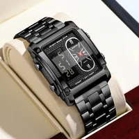 2025 NEW Men Watch Business Brand Square Sports Dual Display Electronic Waterproof Steel Belt Male Fashion Quartz Clock Watches