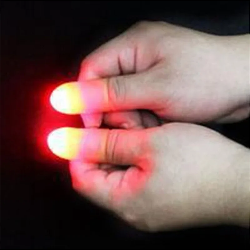 2Pcs Magic Super Electronic LED Light Flashing Fingers Magic Trick Props Kids Amazing Glow Toys Children Luminous Decor Gifts