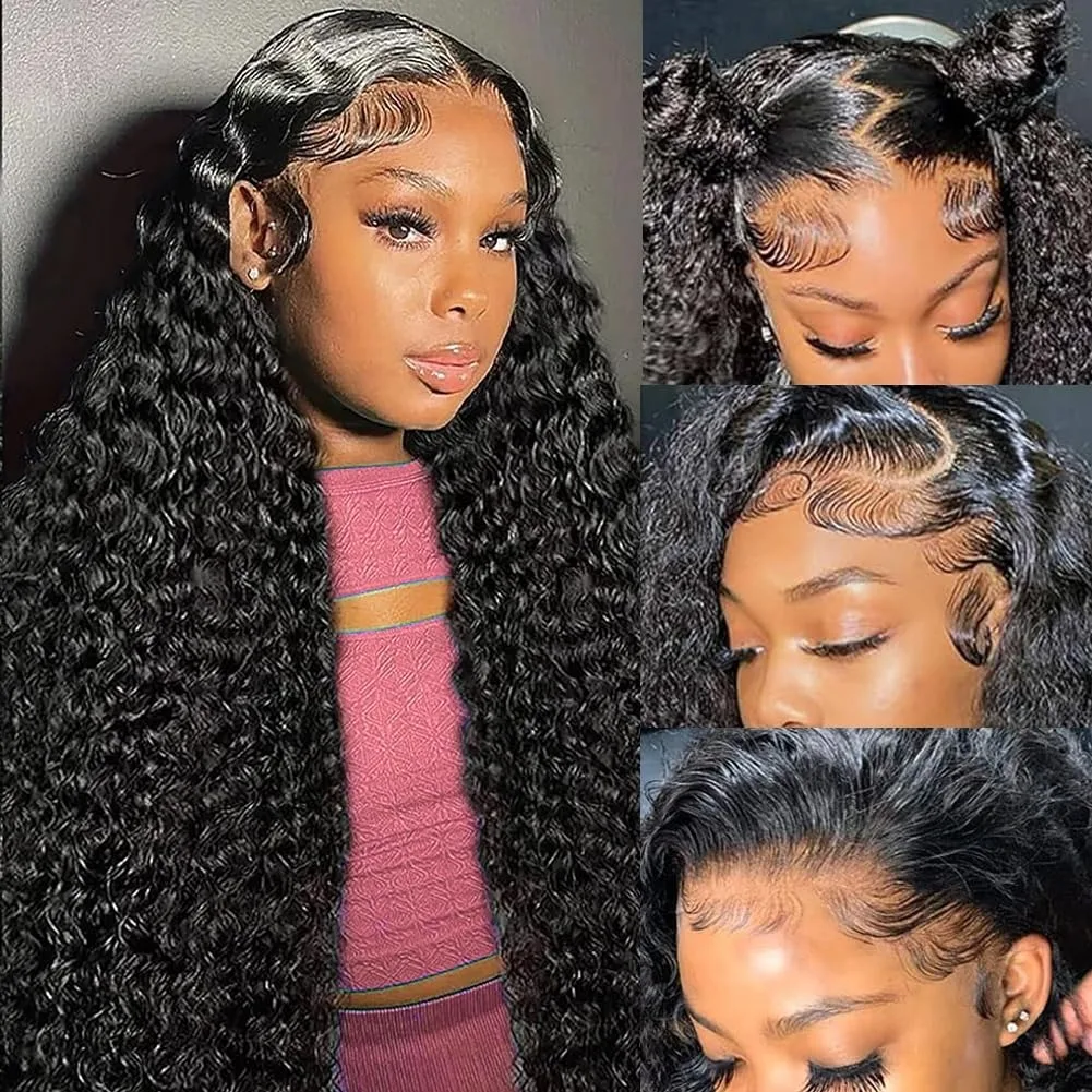 180% Density 13x6 Brazilian Water Wave Curly Lace Front Human Hair Wigs 30 40 44 Inch Deep Wave 13x4 Lace Frontal Human Hair Wig 2