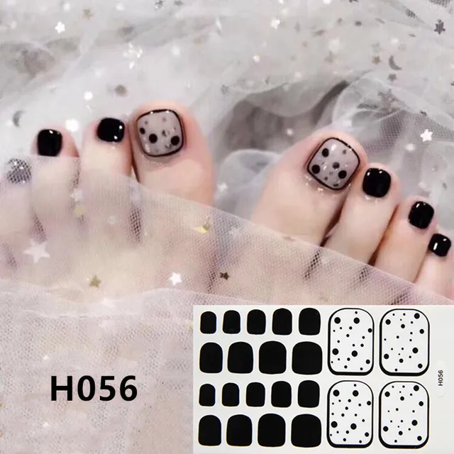 22tips Korea Toe Nail Sticker Wraps Adhesive Decals Toenail Polish Strips DIY Pedicure Foot Decals Manicure Women H056