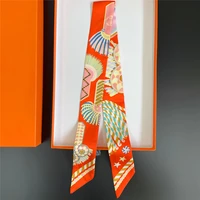 Brand Design Twill 100% Silk Scarf Luxury Fashion Scarf Women Foulard Skinny Bag Scarves New Hot Neckerchief Hair Headband - Image 6