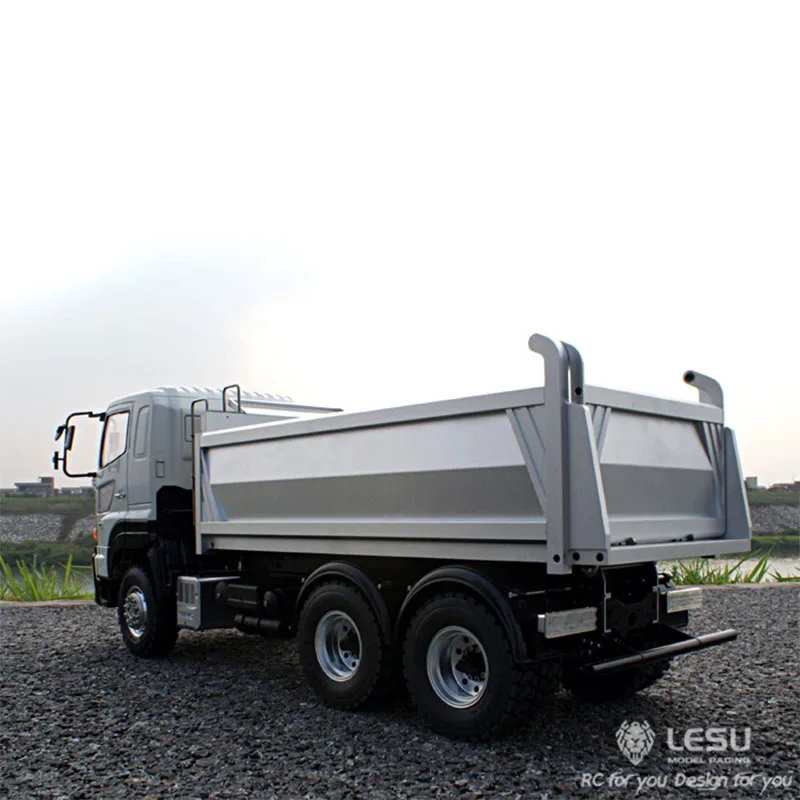 LESU 1/14 Simulation 6X6 hydraulic dump truck three-axle drive differential lock axle remote control model 3