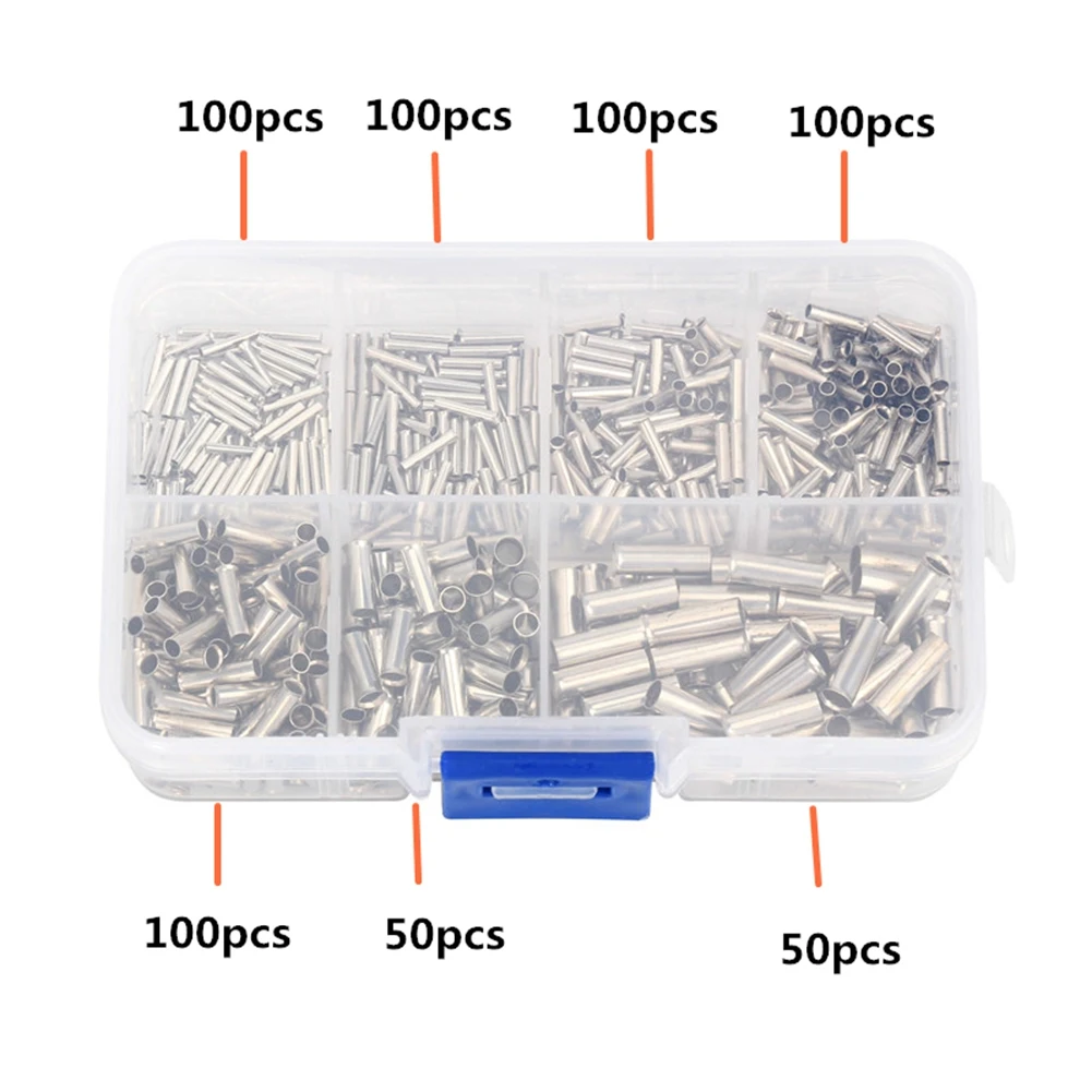 600pcs 0.5mm2-6mm2 22-10 AWG non-insulated vezeték csatlakozó ferrules Elektromos Vezeték Félévi Garas Fedetlen tinned