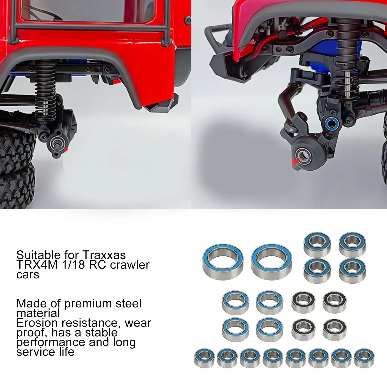 RC 베어링 키트 Traxxas TRX4M 1/18 RC 크롤러 자동차 업그레이드 부품 RC 베어링 용 스테인레스 스틸 볼 베어링 액세서리