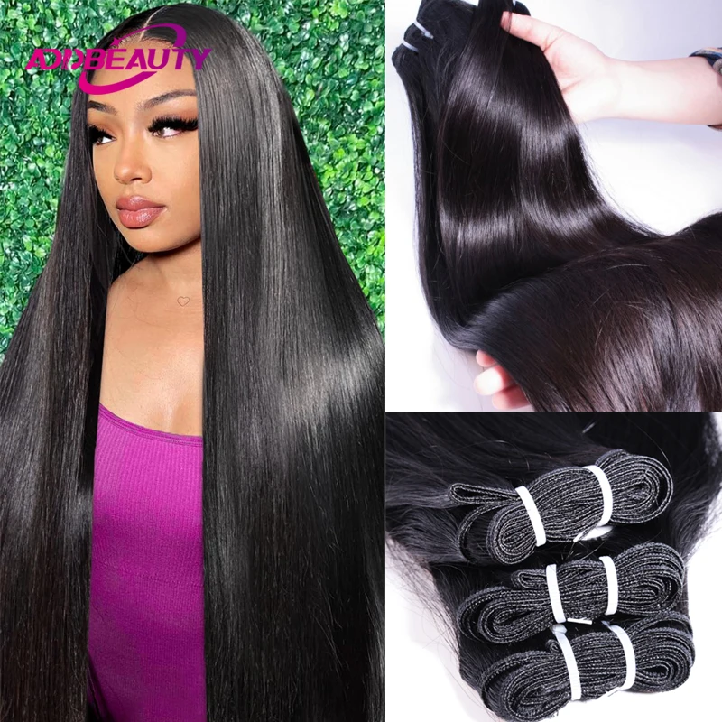 Straight Human Hair Bundles for Women Unproccessed Brazilian Raw Virgin Human Hair Weave Bleached One Donor Weft Natural
